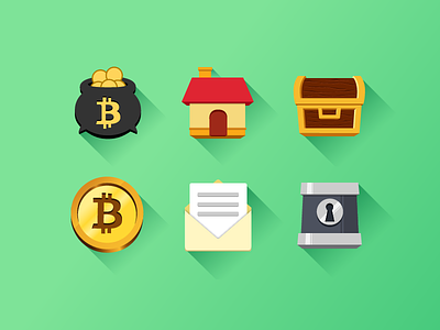 Coinding Icons app bitcoin cauldron flat game house icons map market safebox treasure hunt