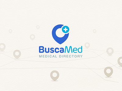 Buscamed Logo clinic directory health health care icons location logo design medical medical insurance mobile app vector illustration