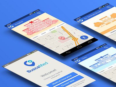 UI Flow android app clinic doctor health hospital icon design locator markers medical insurance mobile app ui design