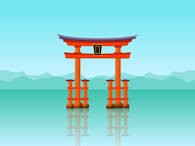 Torii Gate bitcoin city cover gate icon design illustration japan poster poster collection vector illustration
