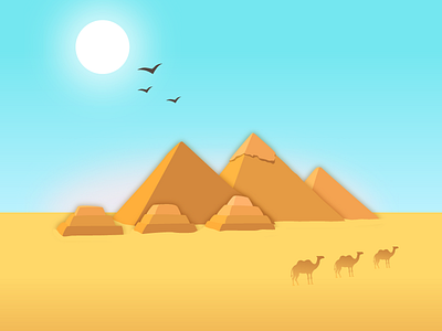 Egypt birds camel city egypt giza icon design illustration poster pyramid sun vector illustration
