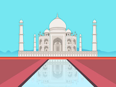 Taj Mahal city icon design illustration india poster taj mahal vector illustration