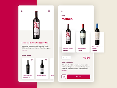 Wine App app cards mobile app ui design wine winery