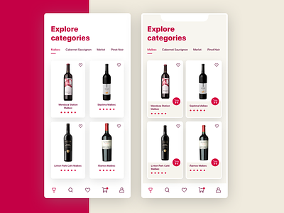 Wine App Categories app categories feed icon design mobile app platform ui design wine wine app winery
