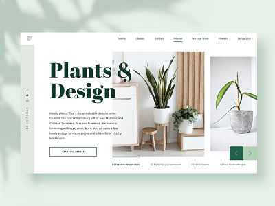 Plants & Interior Design botanical botany decoration interior design plants platform ui design uiux website website design