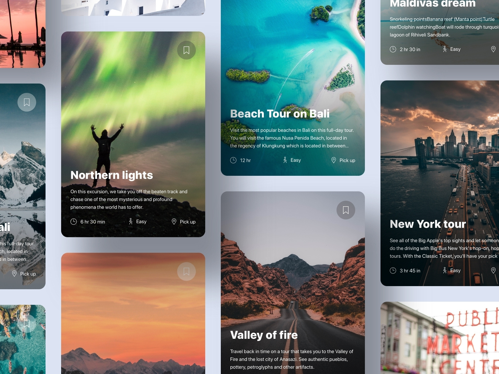 Excursions cards by Claudia Cabello on Dribbble