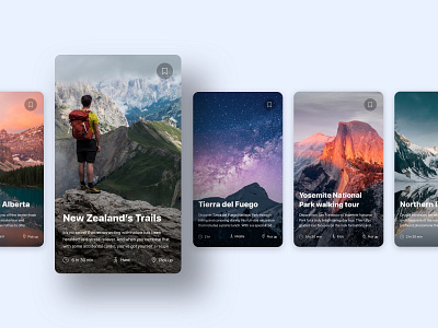 Travel Cards app cards excursion mobile design platform tour travel ui design web design