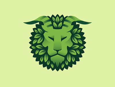 Humbaba adobe branding design ecologic ecological green icon illustration illustrator leaf lion logo vector