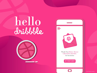 Hello Dribble ! design illustration minimal typography vector