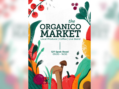Local Farmer's Market Poster Design color design illustration rebound texture vegetables