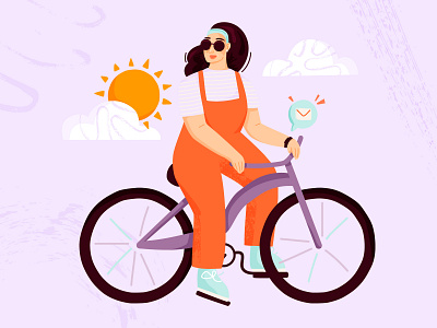 Getting Outside bicycle character design color design digital drawing illustration outdoors self care tayla de beer texture woman
