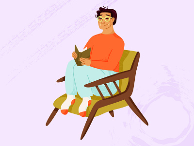 Reading chair character design digital drawing illustration reading tayla de beer texture vector