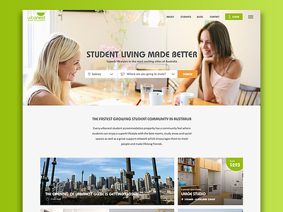 Student accommodation landing page design landing page ui web design