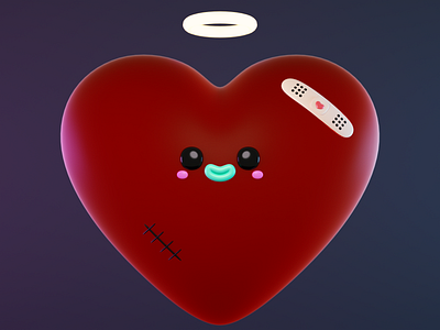 Damaged Heart 3d 3d art adobe photoshop animation character character design cinema4d design illustration octanerender