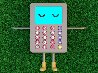 Lazy Calculator 3d 3d art 3dmodelling adobe photoshop animation character character design cinema4d cute cutecharacters design illustration redshift