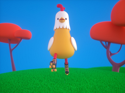 Chicken In Roller Skates 3d 3d art adobe photoshop animation character character design cinema4d design illustration octanerender