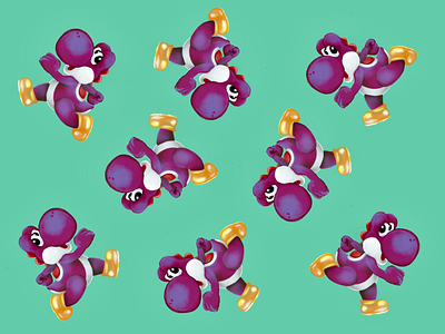 Yooshi-Purple colorful fanart fun mariokart nerd nintendo 64 pattern