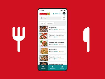 Seamless App Design app app design branding delivery design eat food graphic design mobile order phone pizza seamless taste ui ux