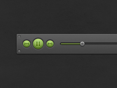 Music Controls ui interface elements music pause forward back green dark