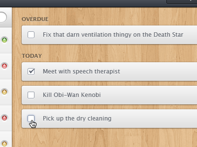 Tasks app checkbox do gloss gtd gui interface management project texture to todo ui user web webapp wood wooden