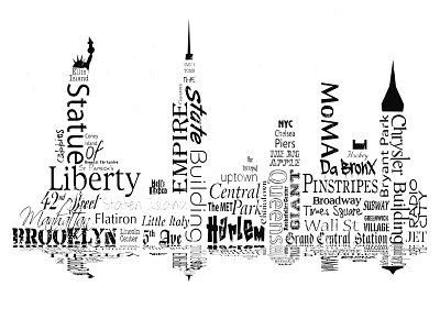 New York City Skyline in Typography design typography art