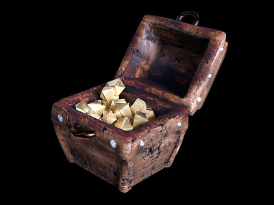 Сhest of gold 3d animation cg chest gold models old texturing tree wood