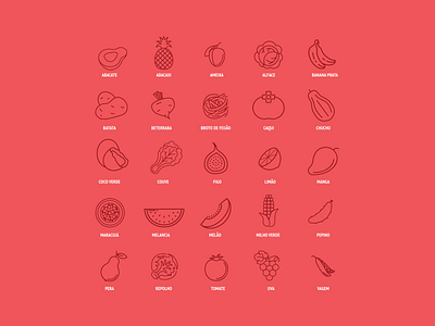 Summer Fruits & Vegetables Icon Set book brazil cookbook cooking fruits iconography icons icons pack iconset portuguese recipe recipes summer vegetable