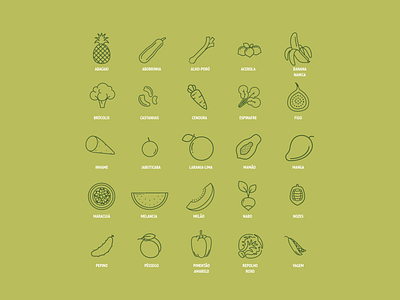 Spring Fruits & Vegetables Icon Set