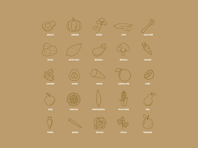 Autumn Fruits & Vegetables Icon Set