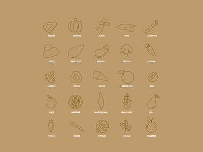 Autumn Fruits & Vegetables Icon Set autumn brasil brazil cookbook eating fall flat flat icon food fruits icon pack iconography icons iconset portuguese print design recipes seasonal seasons vegetable