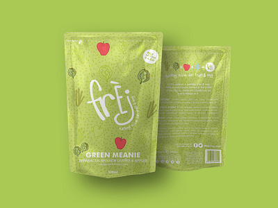 Frèj brand drinks frozen fruits fun illustration juice logo package packaging pattern patterns plastic bag vegetables vibrant