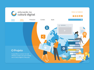 Educação na Cultura Digital UI blue brand branding circular logo education education website educational orange site ui vector website