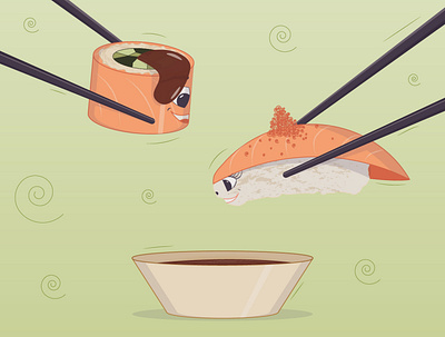 Sushi adobe illustrator art artist asia banner branding character fish illustraion sushi vector vector ai illustration