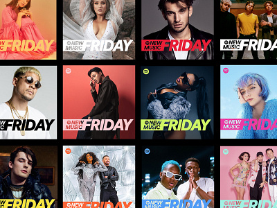 Rebranding of Spotify New Music Friday branding colors cover art covers editorial identity logo music new music friday playlist spotify system typography