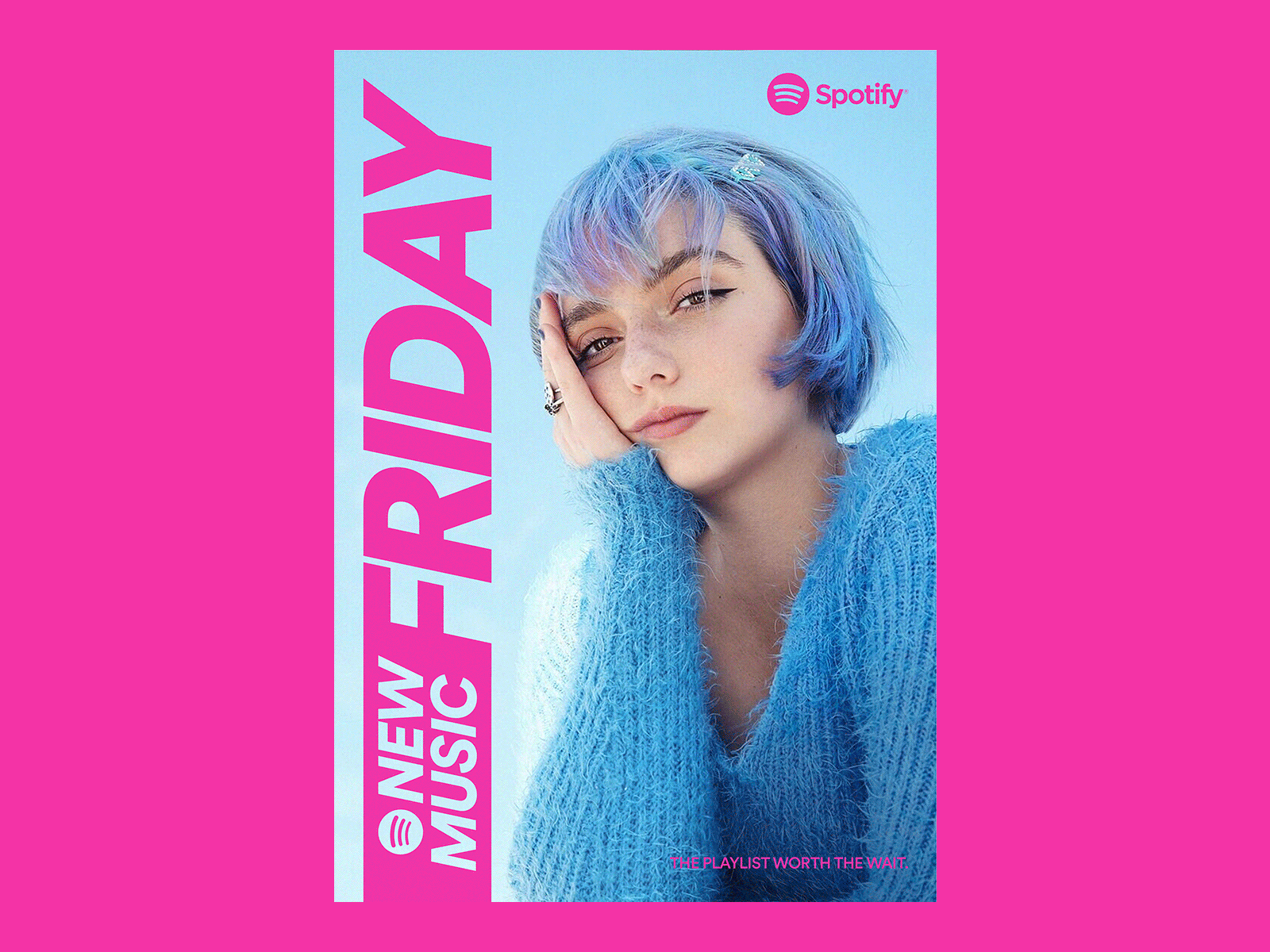 Posters for Spotify New Music Friday branding colors design editorial fuchsia klein blue lockup logo music poster posters spotify typography