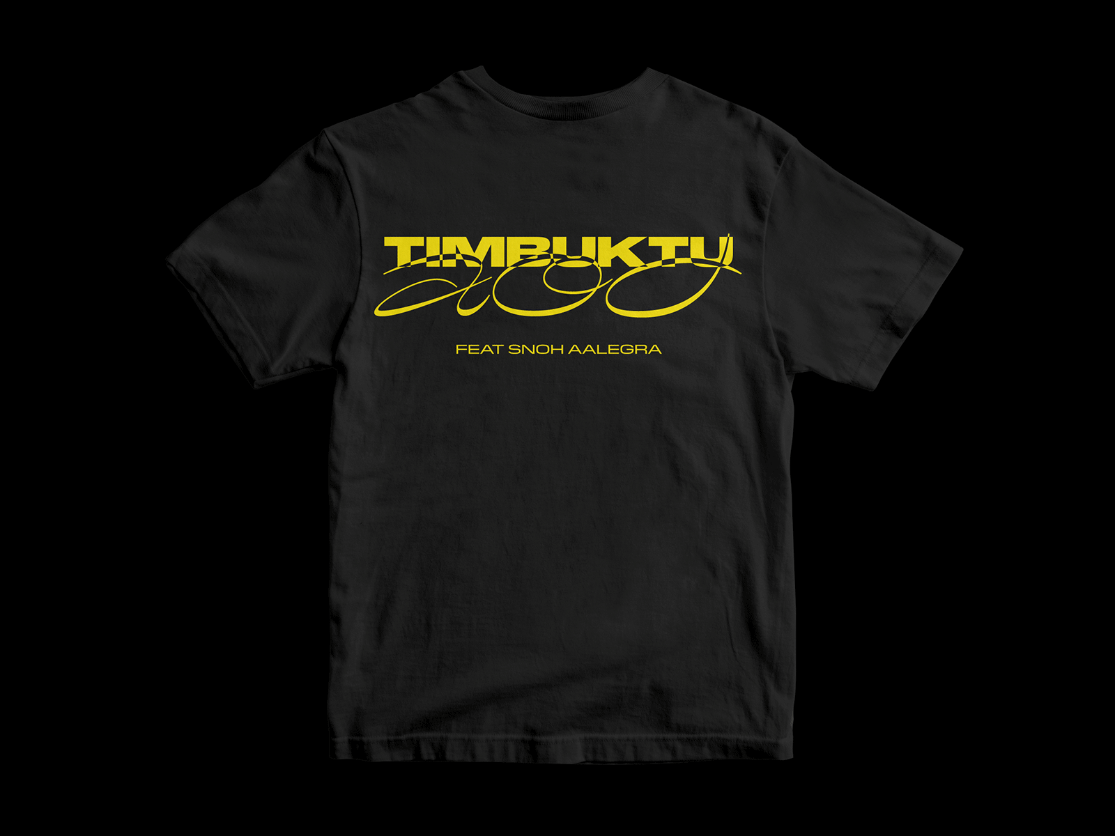 Timbuktu & Snoh Aalegra merch ideas black branding design handwritten identity invert merch script tee tshirt type typography yellow
