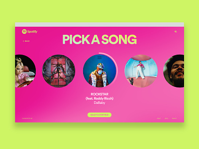 Spotify – Wish You Were Here artists design interactive menu music selector spotify ui ux website
