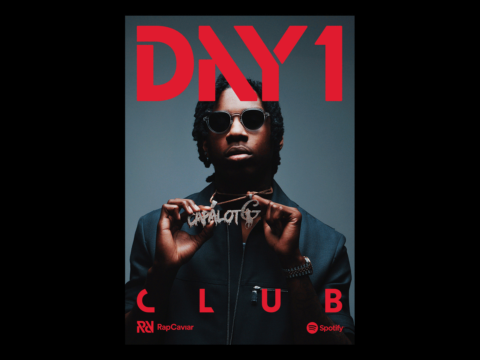 RapCaviar Day 1 Club posters artists branding design hip hop music posters rapcaviar red spotify typography