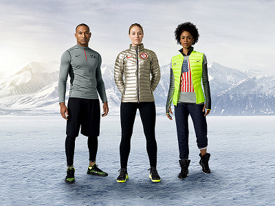 Nike Sochi - Gear up for gold clothes landscape models mountains nike olympics outfits snow sochi winter