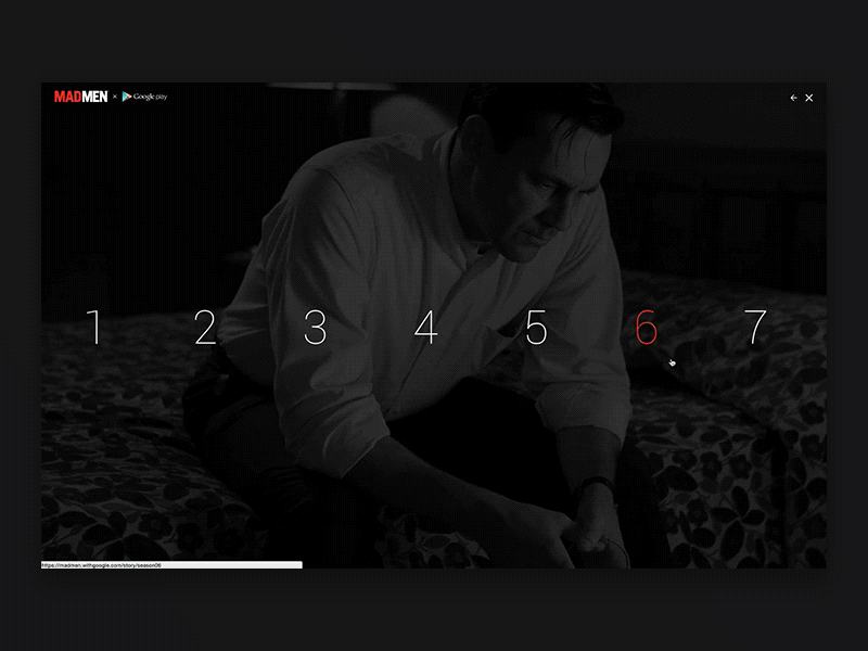 Mad Men Experience for Google Play animation don draper google interactive mad men menu play selector tv walkthrough