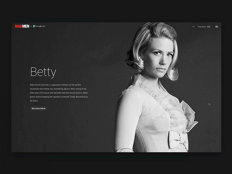 Mad Men Experience for Google Play animation don draper google interactive mad men menu play selector tv walkthrough