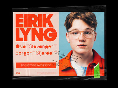 Eirik Lyng branding backstage big bold concert flyer handwritten music pass photo plastic red retro sticker tour typo typography