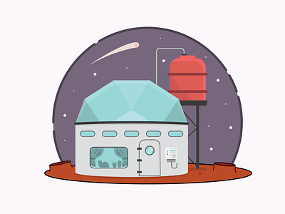 Mars Cabin flat illustration illustrator vector