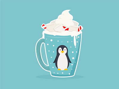 Peppermint Passion chocolate cold flat frozen hot illustration illustrator mug penguin vector