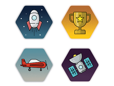 Flight and Space Icons badge badge logo branding design education flat icon illustration illustrator logo minimal vector