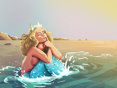 Mermay 2021 beach charactedesign children art children book illustration illustration mermaid mermay ocean sunset woman