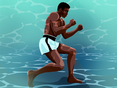 Ali ali animation art blue boxing charactedesign illustration muhammad ali sport underwater water