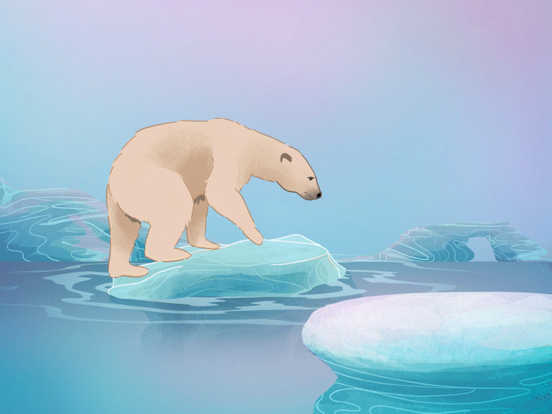Polar bear animation celanimation children art children book illustration climate change enviroment gif illustration polar bear winter