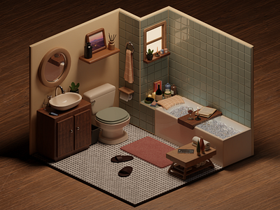 Bathroom 3d bathroom blender illustration interior design