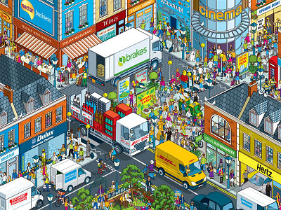 Nectar Business Superpoints Competition advertising cityscape crowd design detail illustration illustrator isometric people pixel art vector vector art city